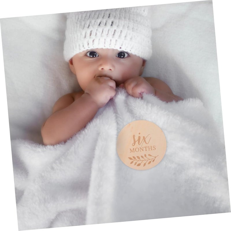 Wooden Milestone Cards 14Pcs Newborn Photography Props Safe Durable Baby Month Photo Decor - Image 3